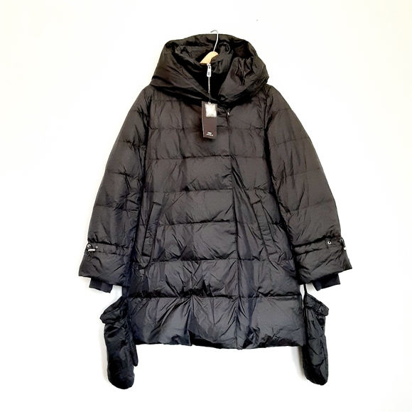 ZARA Puffer Hooded Down Long Black Coat M - Picture 2 of 10